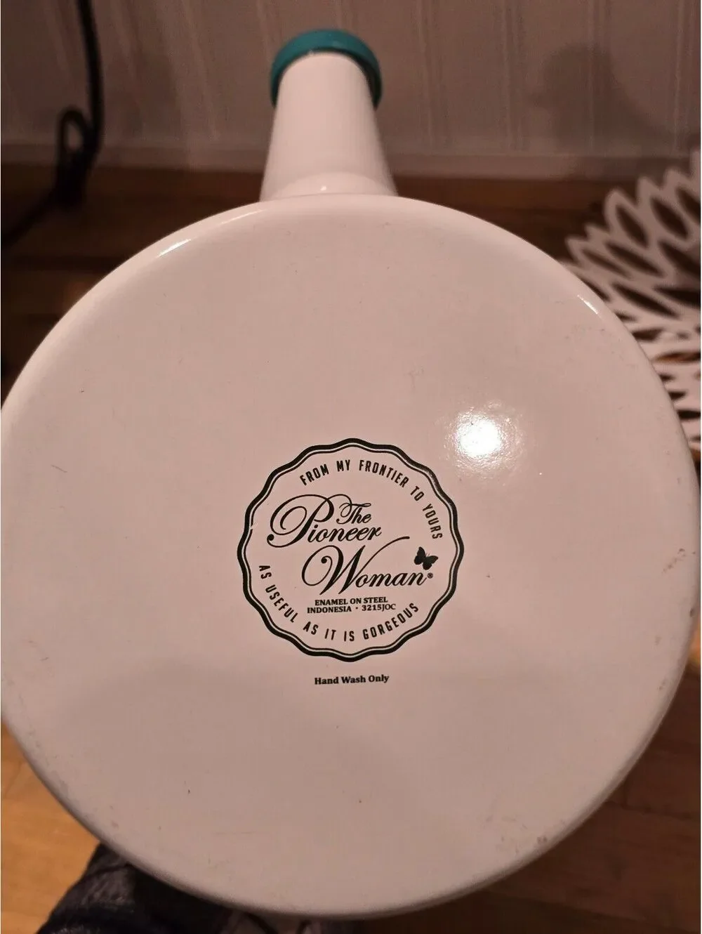 Pioneer Women Floral Enamel Tea Kettle with Whistle Spout and Ceramic Handle EUC